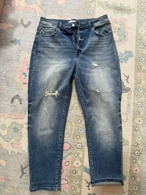 Flying Monkey Boyfriend Jeans in Faded Blue Denim